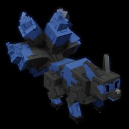 Dark nine-tailed fox with corrupted energy and inverted colors